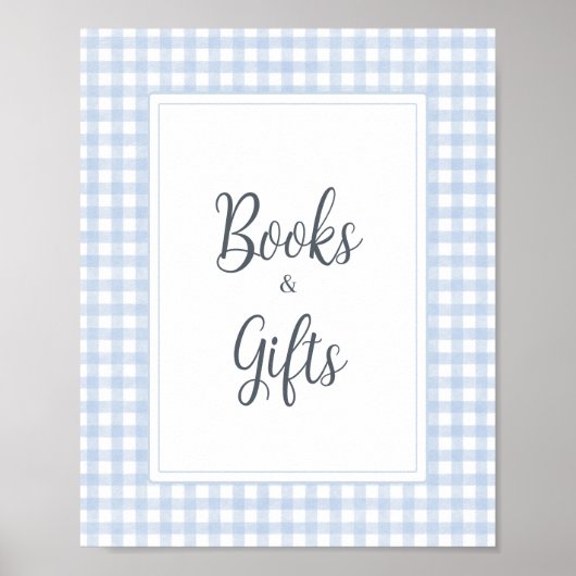 Klassieke Blue Gingham Boeken en Geschenken Poster (Voorkant)