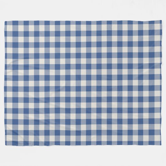 Klassieke Blue Gingham Check Patroon Fleece Deken (Voorkant (Horizontaal))