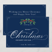 Klassieke Blue Happy Nieuwjaar, prettige kerstkaar (Voorkant / Achterkant)