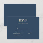 Klassieke Blue Modern Minimalist Wedding RSVP Kaar Kaartje (Voorkant / Achterkant)