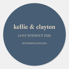 Klassieke Blue Modern Type Wedding Ronde Sticker