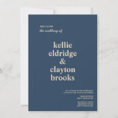 Klassieke Blue Modern Type Wedding Uitnodiging (Voorkant)