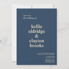 Klassieke Blue Modern Type Wedding Uitnodiging