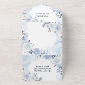 Klassieke Blue Rozen Flowers Waterverf All In One Uitnodiging (Buitenkant)