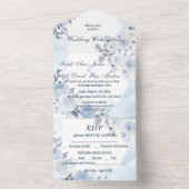Klassieke Blue Rozen Flowers Waterverf All In One Uitnodiging (Binnen)