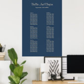Klassieke Blue Simple Wedding Seating Chart Poster (Thuiskantoor)