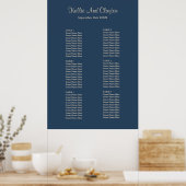 Klassieke Blue Simple Wedding Seating Chart Poster (Keuken)