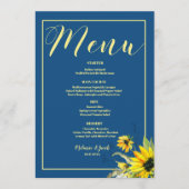 Klassieke Blue Sunflower bruiloft Menu (Voorkant)