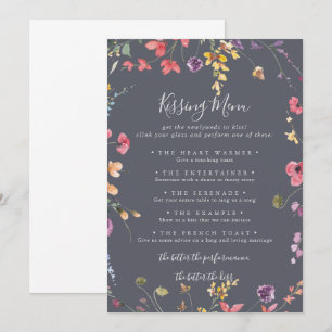 Klassieke Blue Wedding Kissing Menu Game Kaart