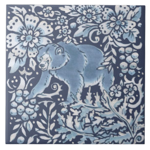 Klassieke Blue White  Beer Forest Floral Art Tegeltje