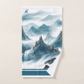 Klassieke Blue White Chinoiserie Mountains Paintin Bad Handdoek (Handdoek)