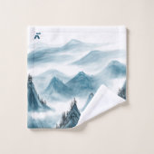 Klassieke Blue White Chinoiserie Mountains Paintin Bad Handdoek (Wasdoekje)