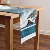 Klassieke Blue White Chinoiserie Mountains Paintin Lange Tafelloper (Voorbeeld)