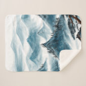 Klassieke Blue White Chinoiserie Mountains Paintin Sherpa Deken (Voorkant (horizontaal))