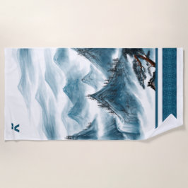 Klassieke Blue White Chinoiserie Mountains Paintin Strandlaken