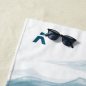 Klassieke Blue White Chinoiserie Mountains Paintin Strandlaken (In situ)