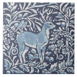 Klassieke Blue White  Deer Forest Birds Art Tegeltje