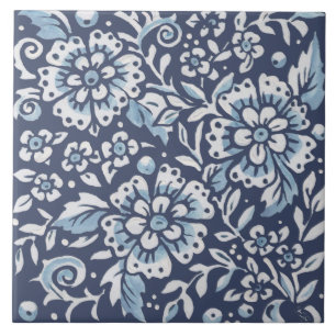 Klassieke Blue White Flowers Florence Art Tegeltje
