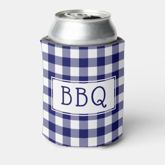 Klassieke Blue White Gingham Pattern BBQ Party Blikjeskoeler (Blikje Achterkant)