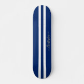 Klassieke Blue White Gold Monogram racestripes Persoonlijk Skateboard (Voorkant)