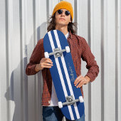 Klassieke Blue White Gold Monogram racestripes Persoonlijk Skateboard