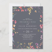 Klassieke Blue Wild Floral Casual bruiloft Kaart (Voorkant)
