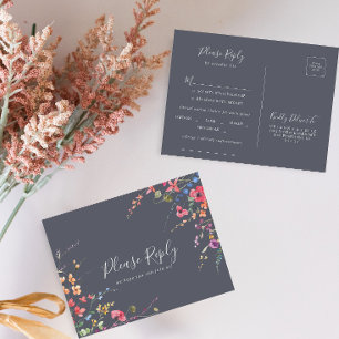 Klassieke Blue Wild Floral Menu Keuze RSVP
