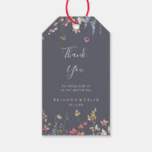 Klassieke Blue Wild Floral Weddenschap Bedankt Cadeaulabel (Voorkant)