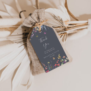 Klassieke Blue Wild Floral Weddenschap Bedankt Cadeaulabel