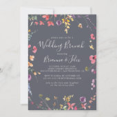 Klassieke Blue Wild Floral Wedding Brunch Kaart (Voorkant)