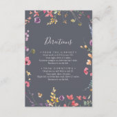 Klassieke Blue Wild Floral Wedding Directions Informatiekaartje (Voorkant)
