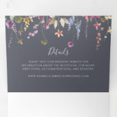 Klassieke Blue Wild Floral Wedding Drieluik Uitnodiging (Binnenzijde eerst)