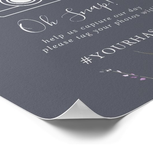 Klassieke Blue Wild Floral Wedding Oh Snap Poster (Hoek)