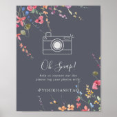 Klassieke Blue Wild Floral Wedding Oh Snap Poster (Voorkant)