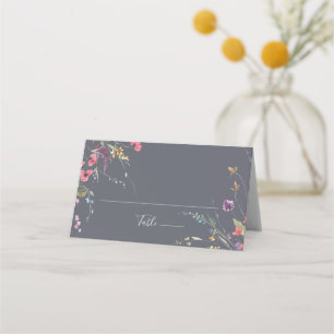Klassieke Blue Wild Floral Wedding Plaatskaartje