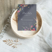 Klassieke Blue Wild Floral Wedding RSVP Kaartje
