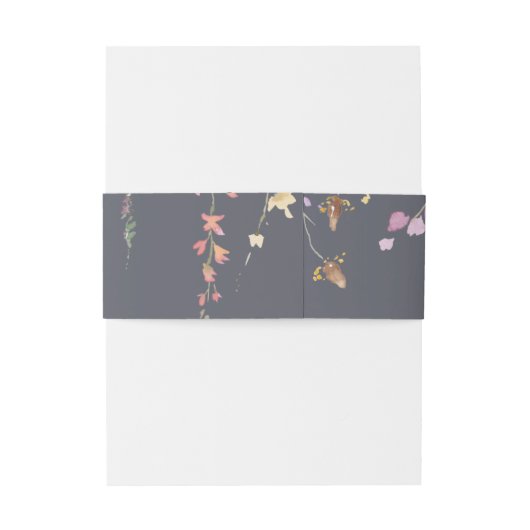 Klassieke Blue Wild Floral Wedding Uitnodigingen Wikkel (Achterkant Voorbeeld)