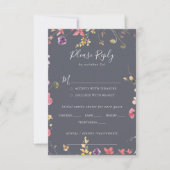 Klassieke Blue Wild Wedding Menu Keuze RSVP (Voorkant)