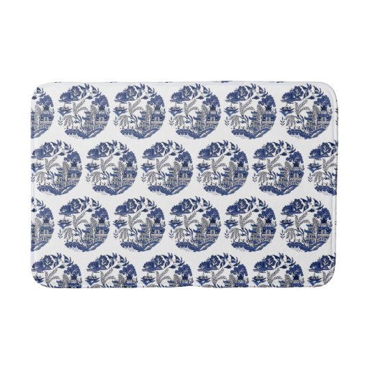 Klassieke Blue Willow Design Kitchen Rug of Badmat (Voorkant)