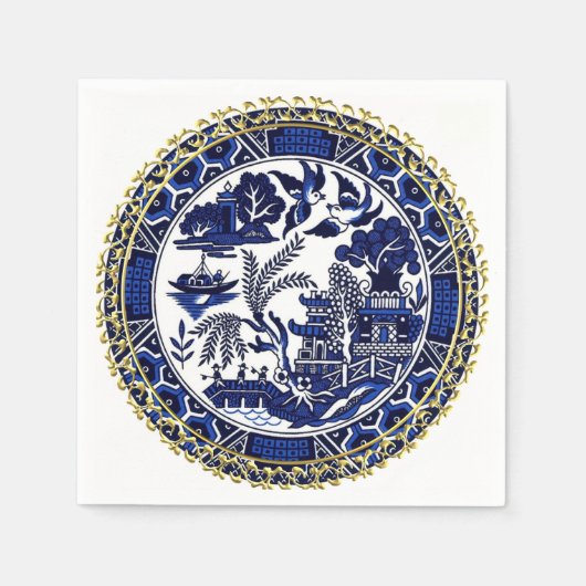 Klassieke Blue Willow Design Papieren servetten (Voorkant)