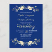 Klassieke Blue Winter Floral Winter Wheat Weddensc Uitnodiging Briefkaart (Voorkant)