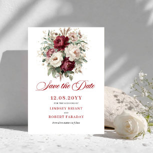 Klassieke Blush Bourgondië Bloemige Save The Date