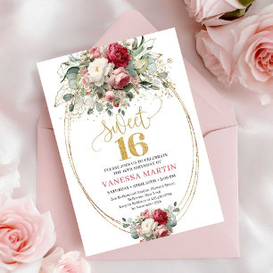 Klassieke Blush Bourgondië Witte Sweet Sixteen Uit Kaart
