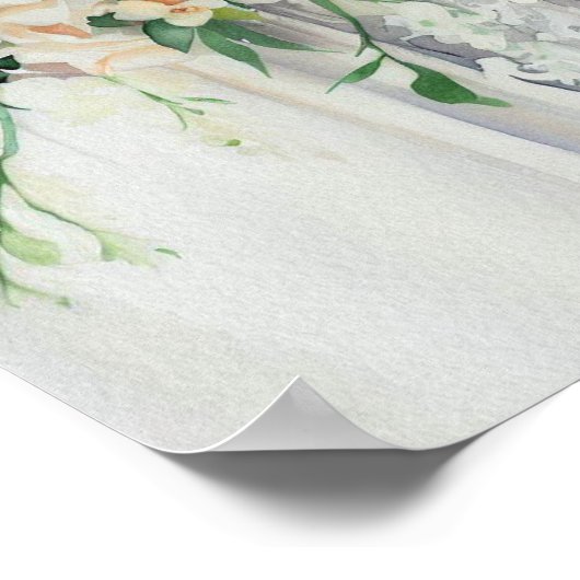 Klassieke Blush, Bruids Cascading Boeket 1, Poster (Hoek)
