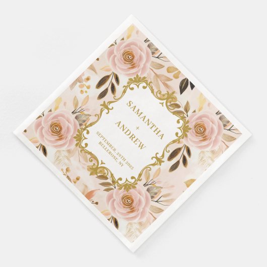 Klassieke Blush Goud Trouwpapier Servetten (Hoek)