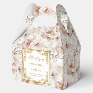 Klassieke blush ivoor gouden bloemen bruiloft guns bedankdoosjes