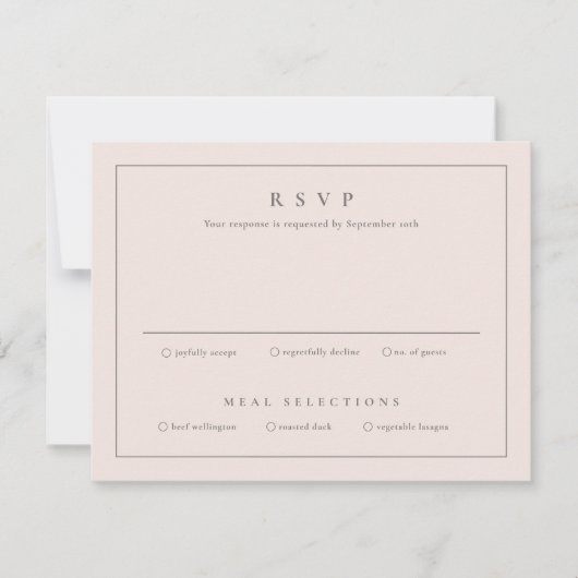 Klassieke Blush Pink Weddenschap RSVP-kaart (Voorkant)