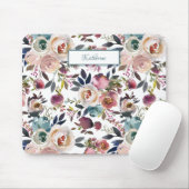 Klassieke Blush Roze Sage Green Dusty Blue Flowers Muismat (Met muis)