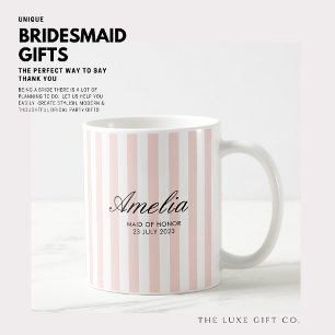 Klassieke Blush Roze Stripes Maid of Honor Mok