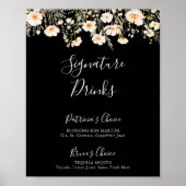 Klassieke Blush Wildflower Zwarte Signature Dranke Poster (Voorkant)